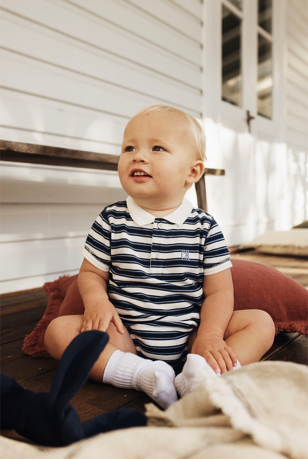 Organically Grown Cotton Stripe Polo Bodysuit