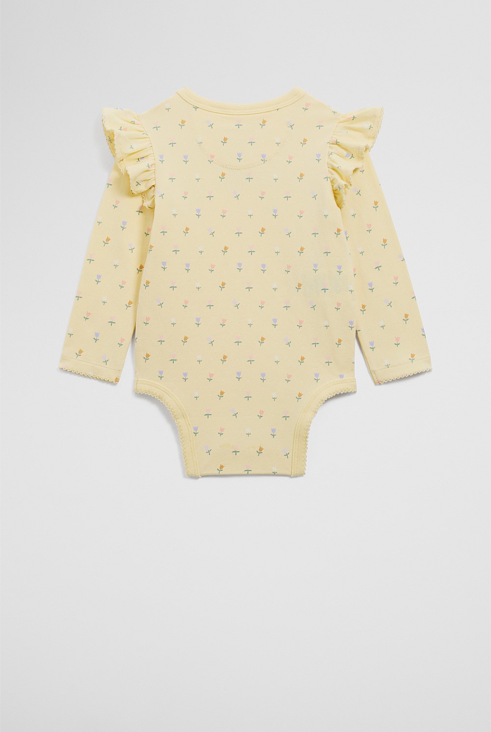 Organically Grown Cotton Frill Long Sleeve Logo Bodysuit