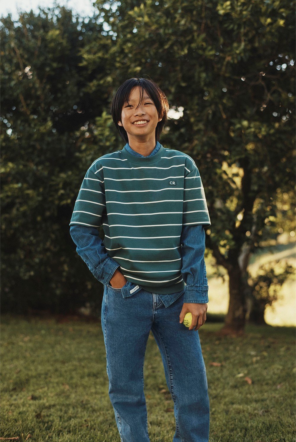 Teen Australian Cotton Relaxed Stripe T-Shirt