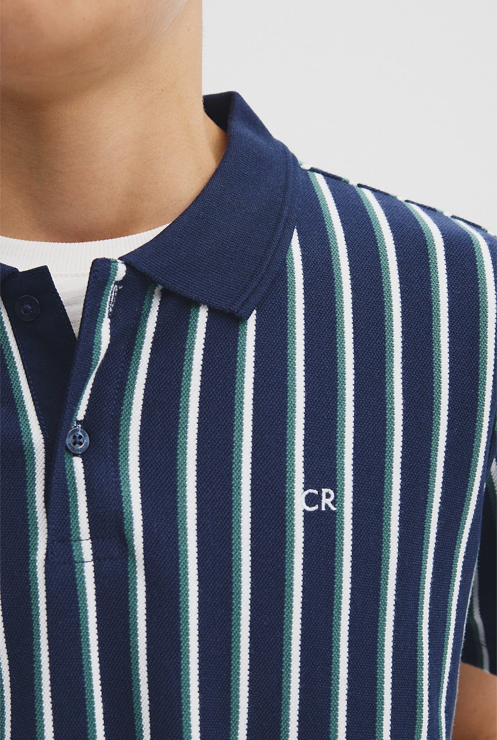 Teen Recycled Cotton Blend Vertical Stripe Polo