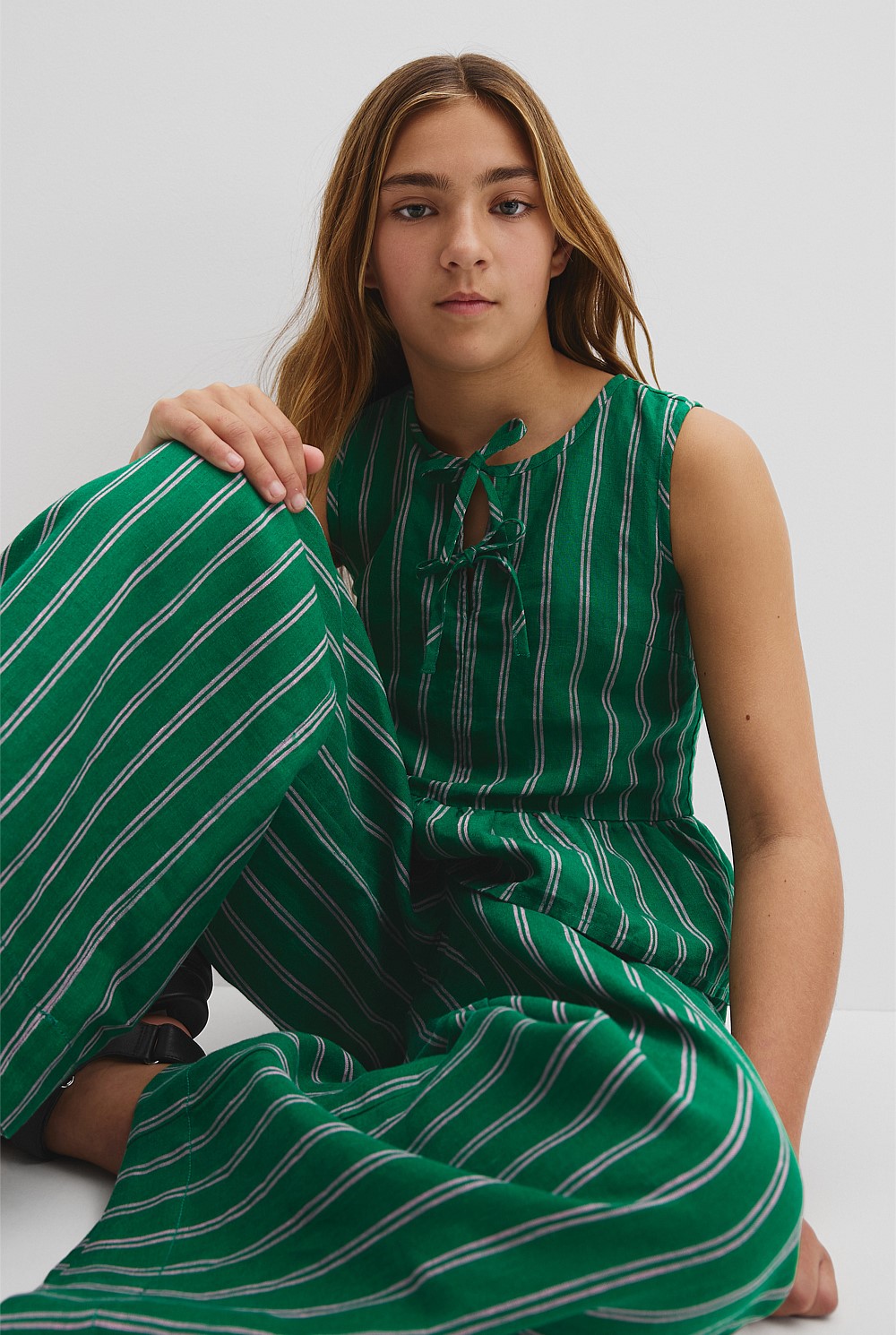 Teen Linen Peplum Top