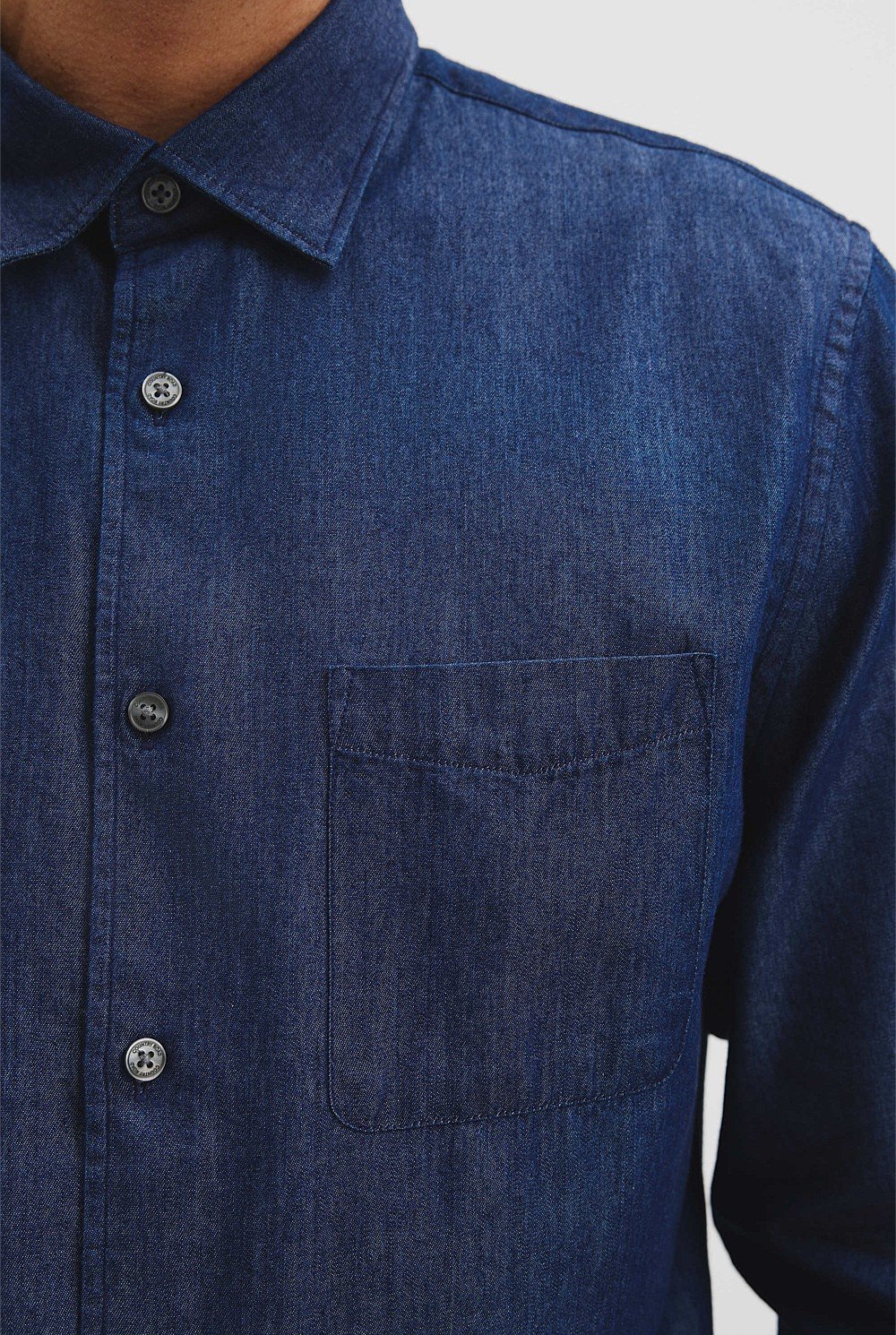 Slim Fit Cotton Tencel Chambray Shirt