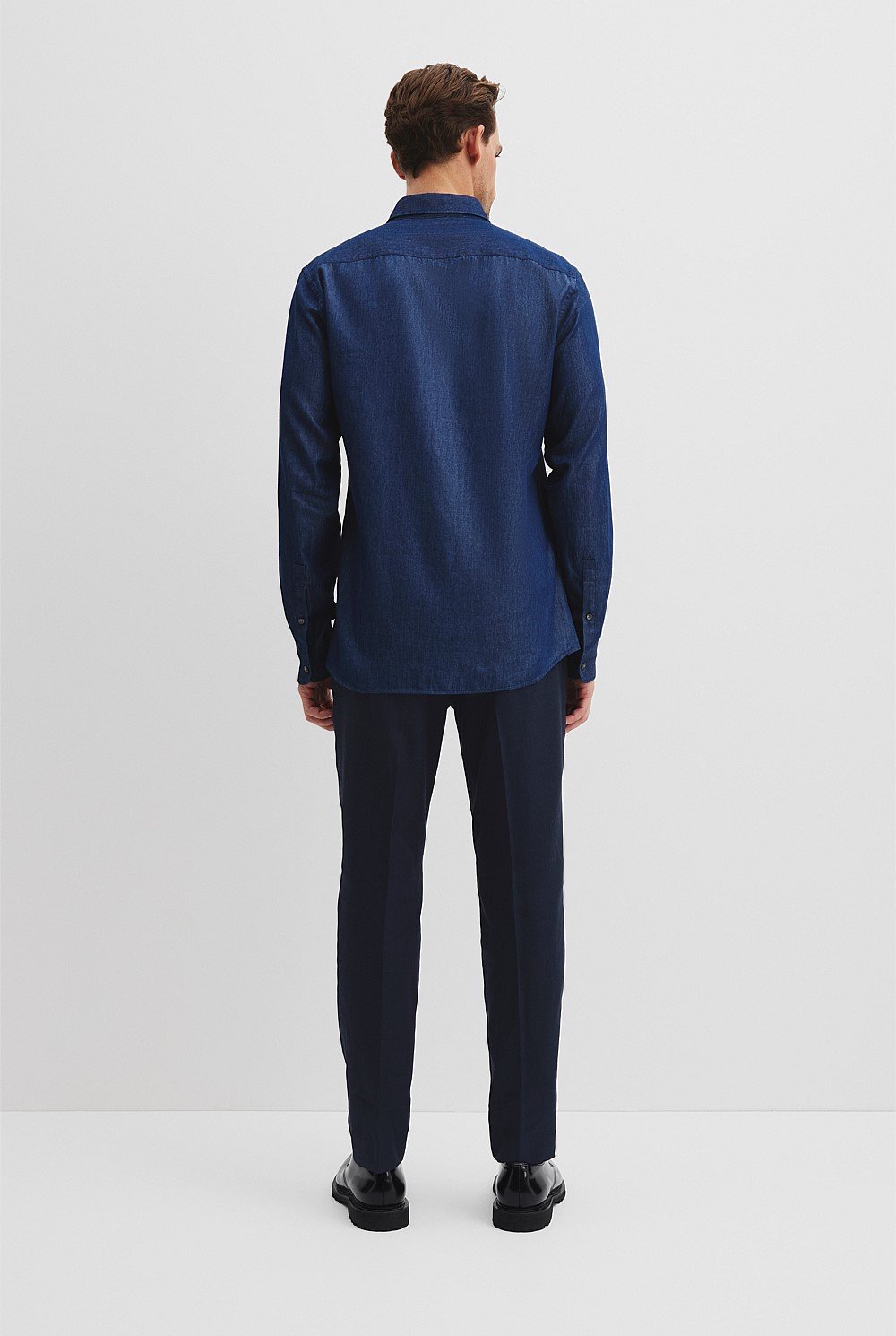 Slim Fit Cotton Tencel Chambray Shirt