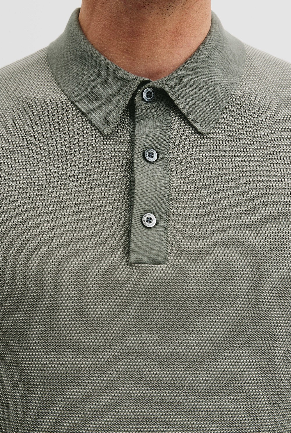 Australian Cotton Blend Silk Textured Knit Polo