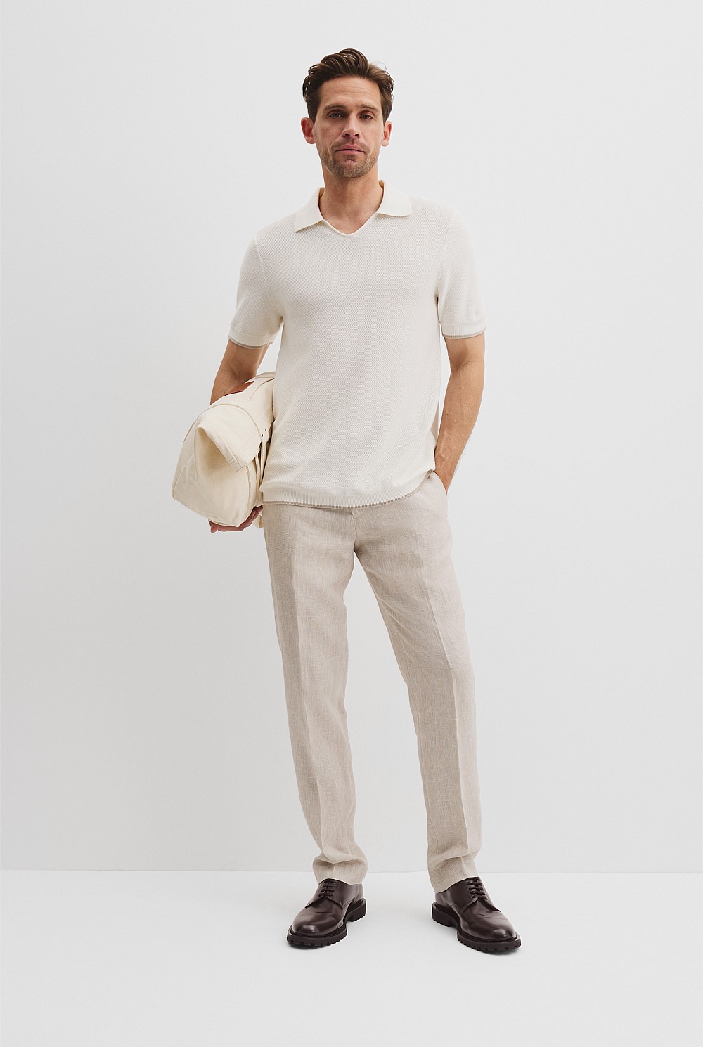 Australian Cotton Textured V-Neck Neck Polo