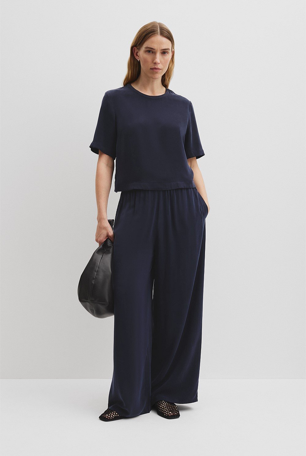 Short Sleeve Cupro Woven T-Shirt