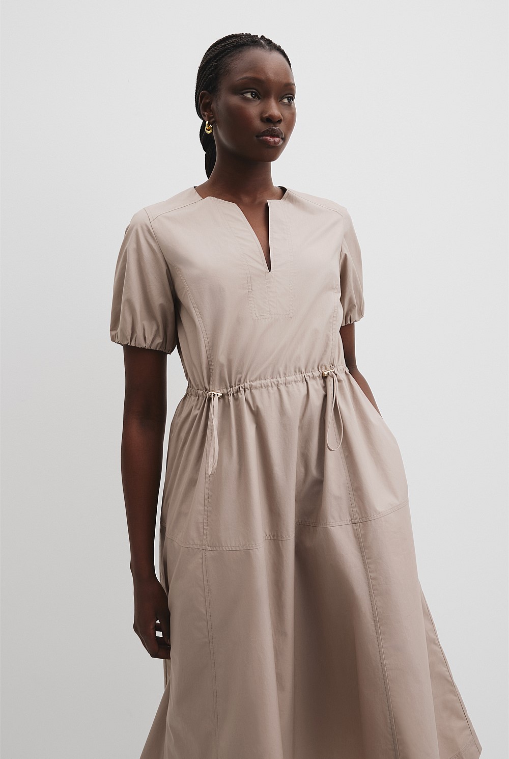 Drawcord Midi Dress