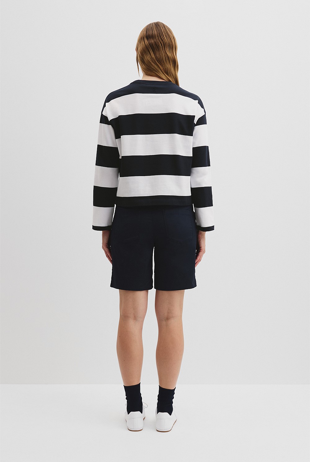 Australian Cotton Stripe Crew Long Sleeve T-Shirt