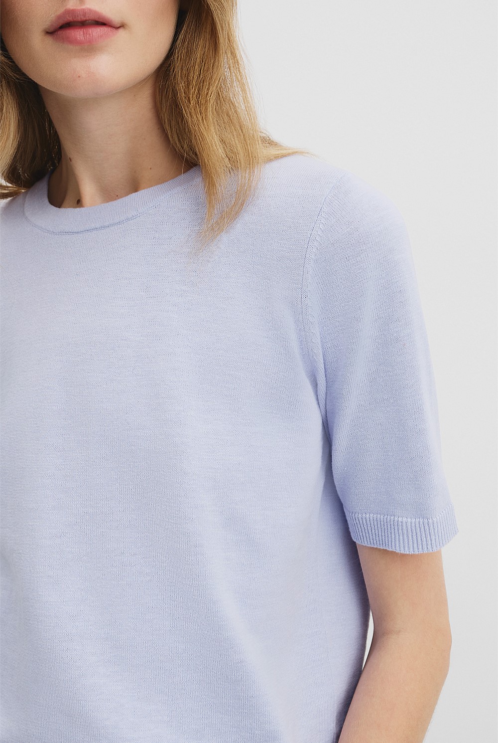 Organically Grown Cotton Linen Short Sleeve Knit T-Shirt