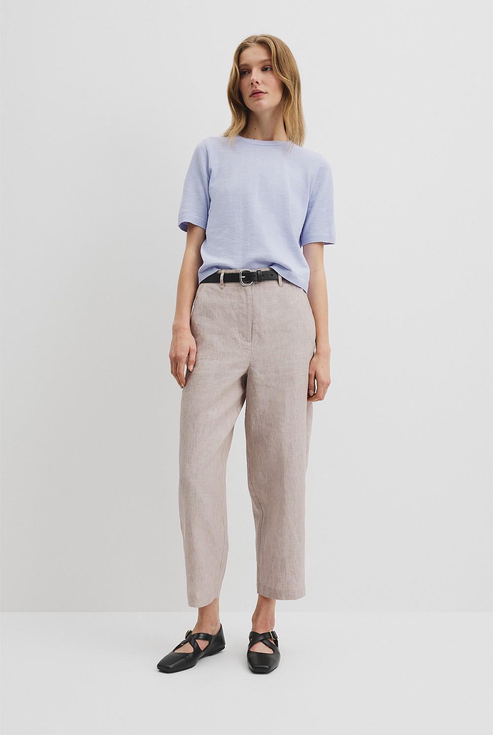 Organically Grown Cotton Linen Short Sleeve Knit T-Shirt