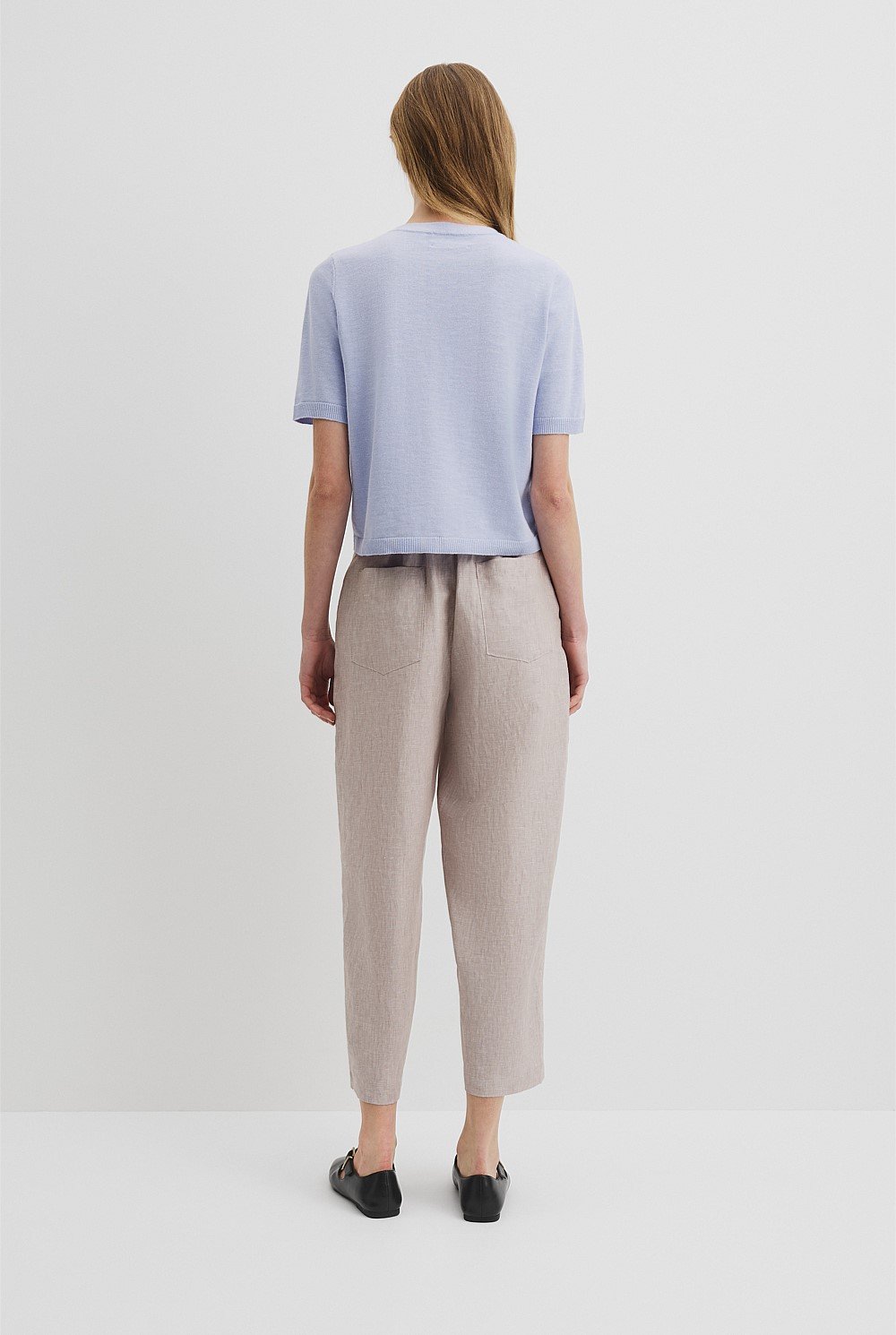 Organically Grown Cotton Linen Short Sleeve Knit T-Shirt