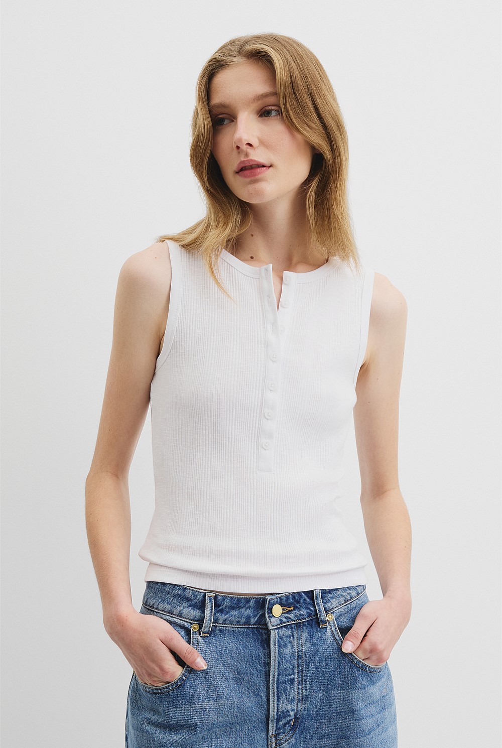 Button Henley Tank