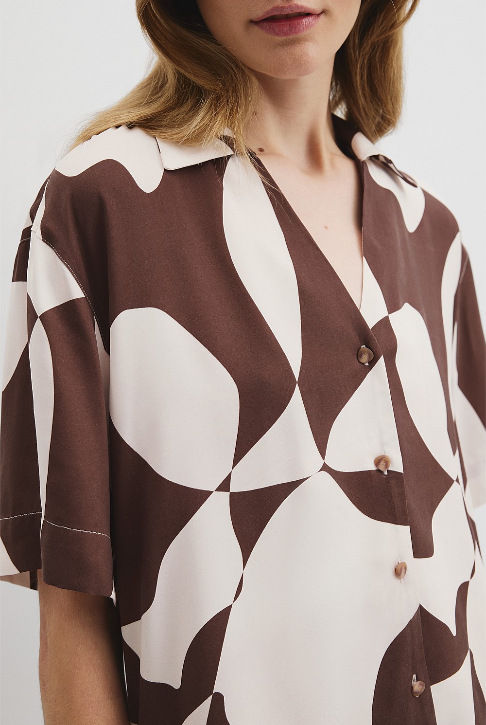 Print Short Sleeve Cupro Shirt