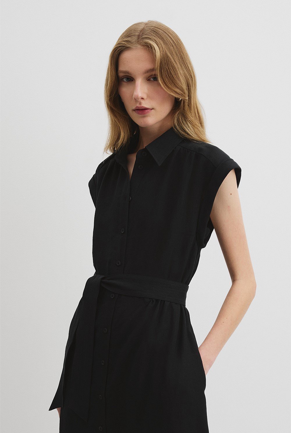 Organically Grown Linen Tiered Midi Dress