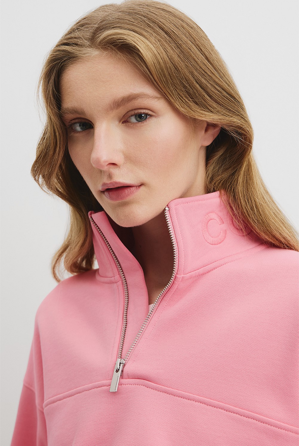 Australian Cotton Logo Neck Zip Sweat