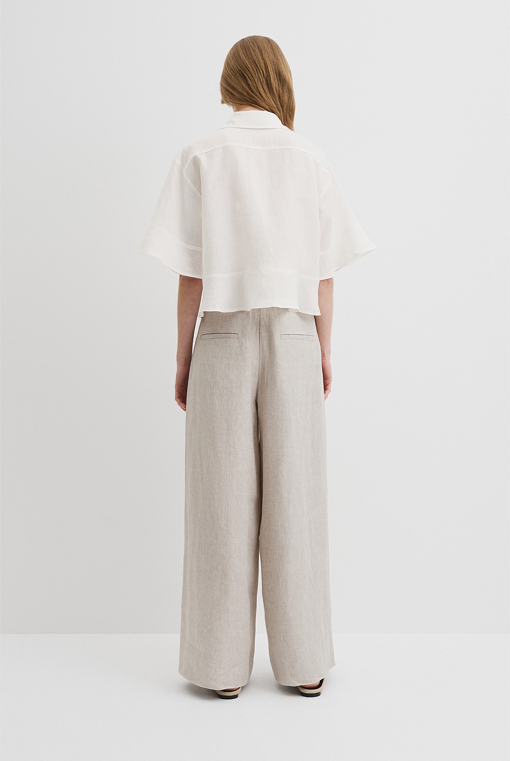 Organically Grown Linen Ruffle Detail Top