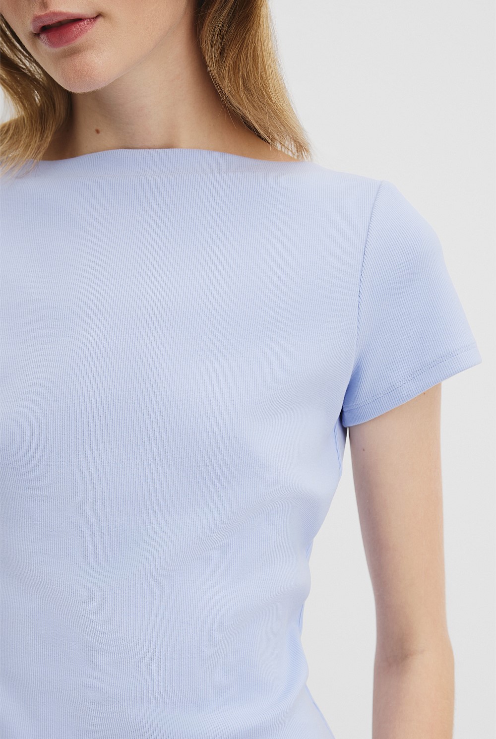 Australian Cotton Boat Neck Rib T-Shirt