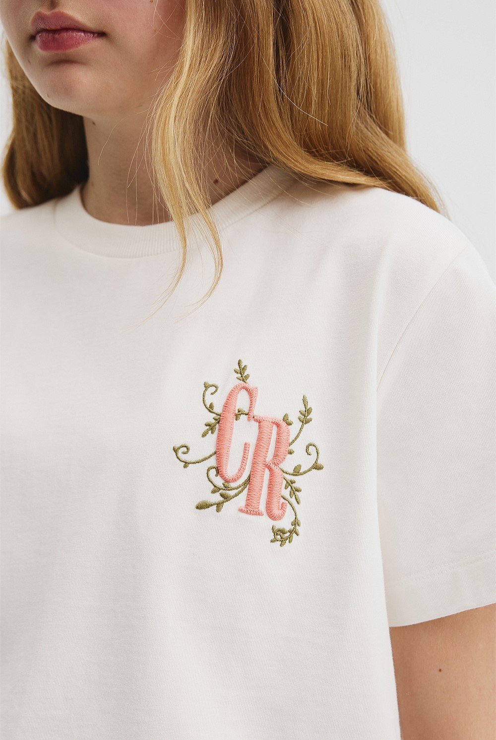 Floral Logo Embroidered T-Shirt