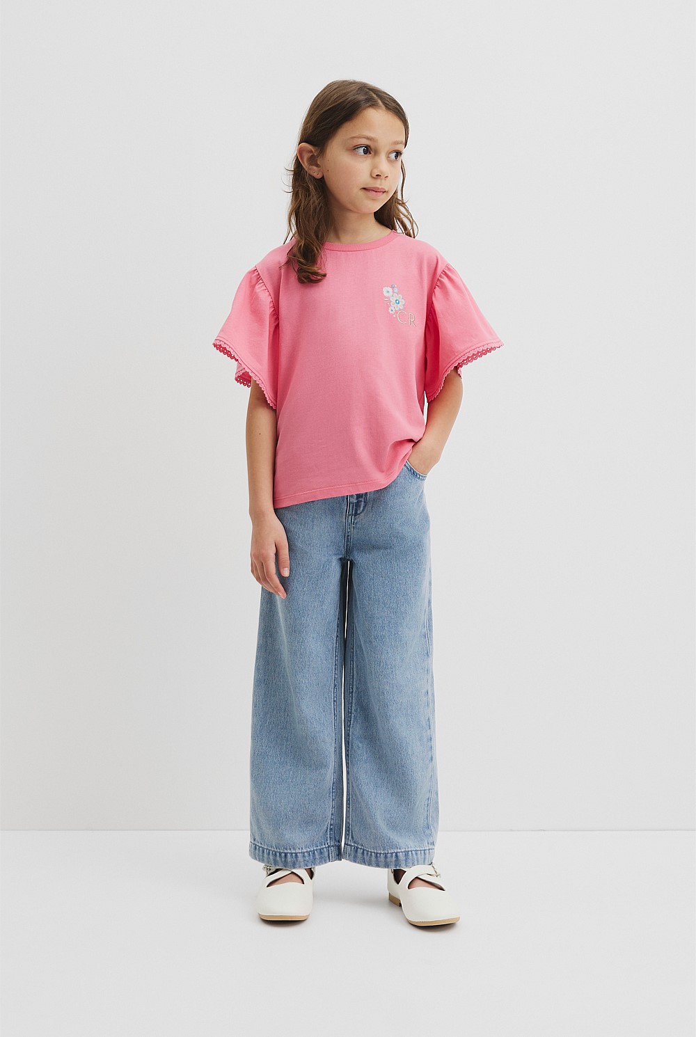 Organically Grown Cotton Relaxed Frill T-Shirt