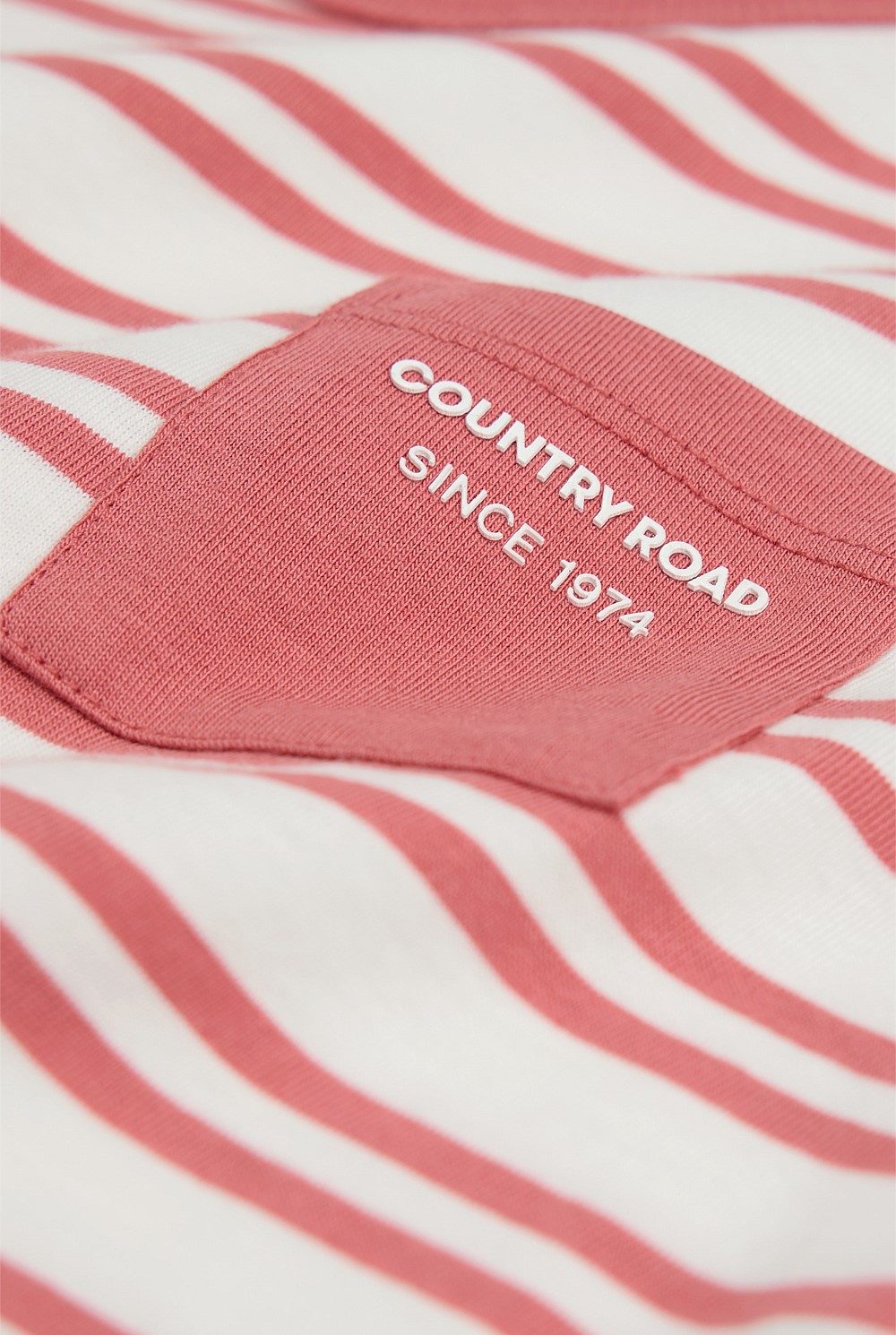 Faded Red Stripe Organically Grown Cotton Country Road Pocket T-Shirt