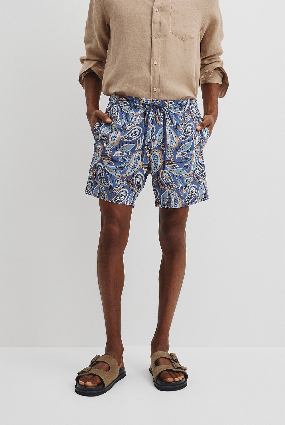 Recycled Polyester Paisley Print Swim Short