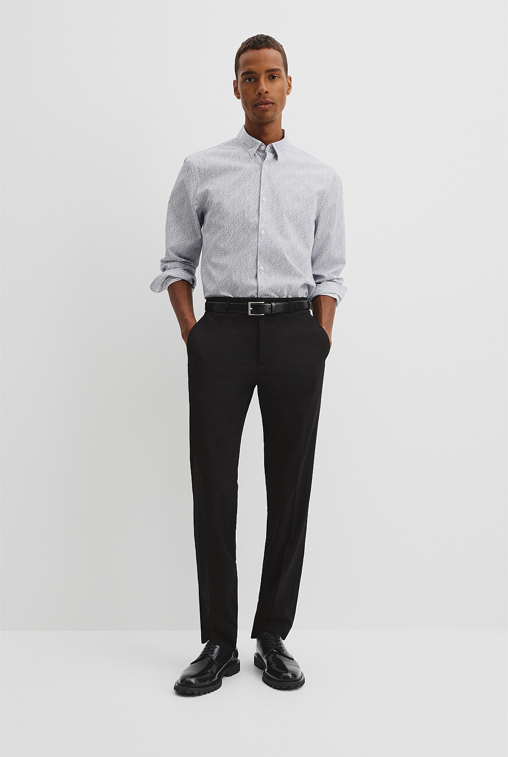 Slim Fit Print Cotton Shirt