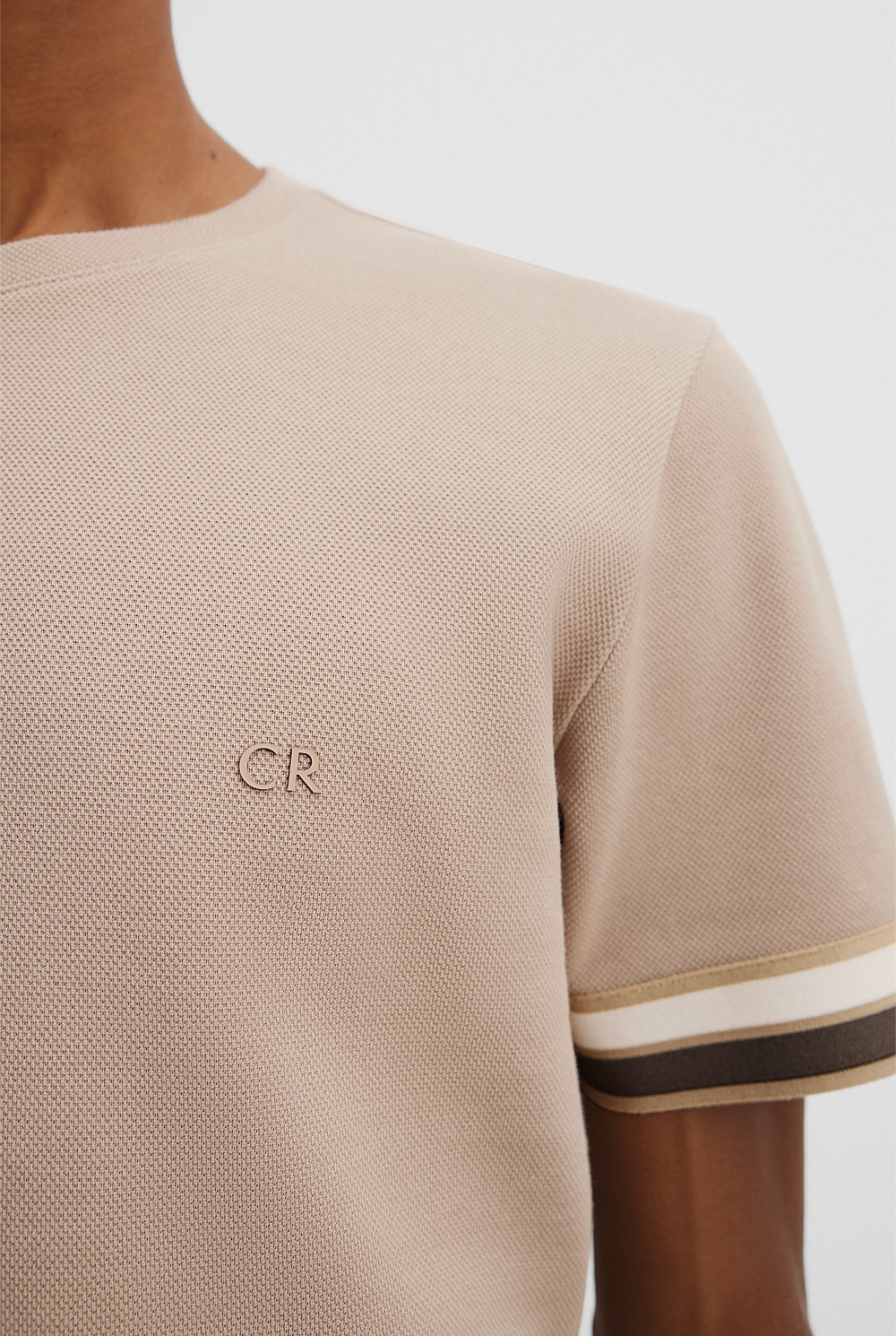 Tipped Cuff Textured T-Shirt