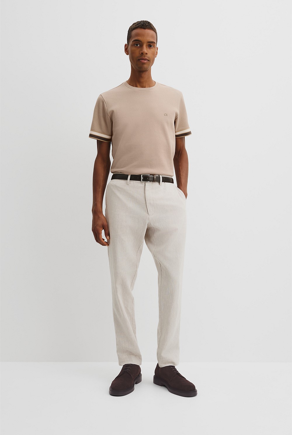 Tipped Cuff Textured T-Shirt