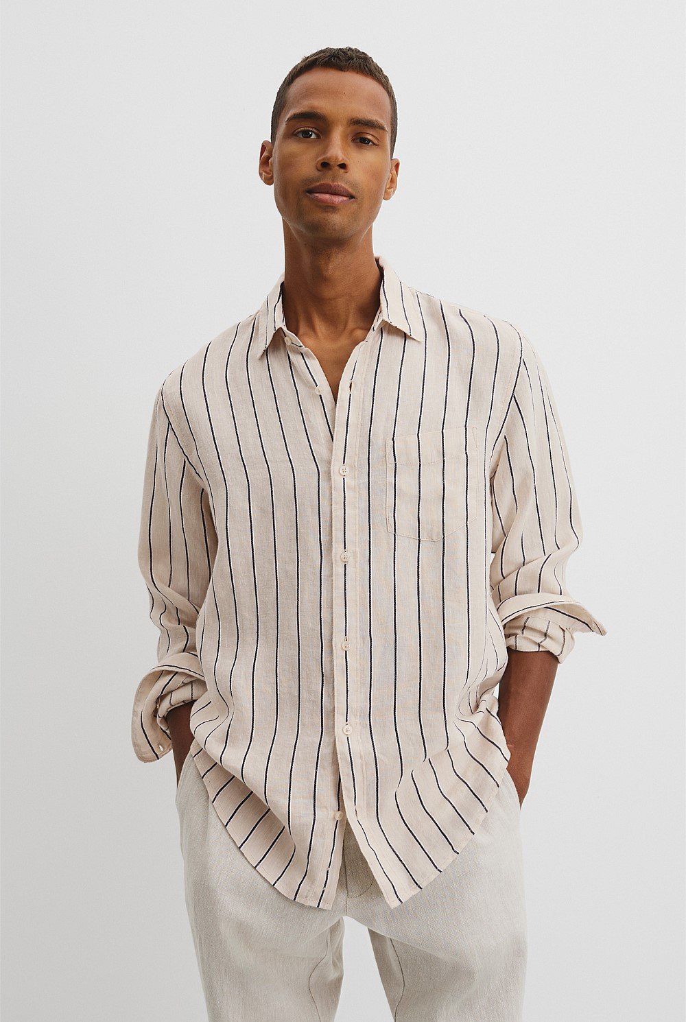 Regular Fit Organically Grown Linen Stripe Shirt