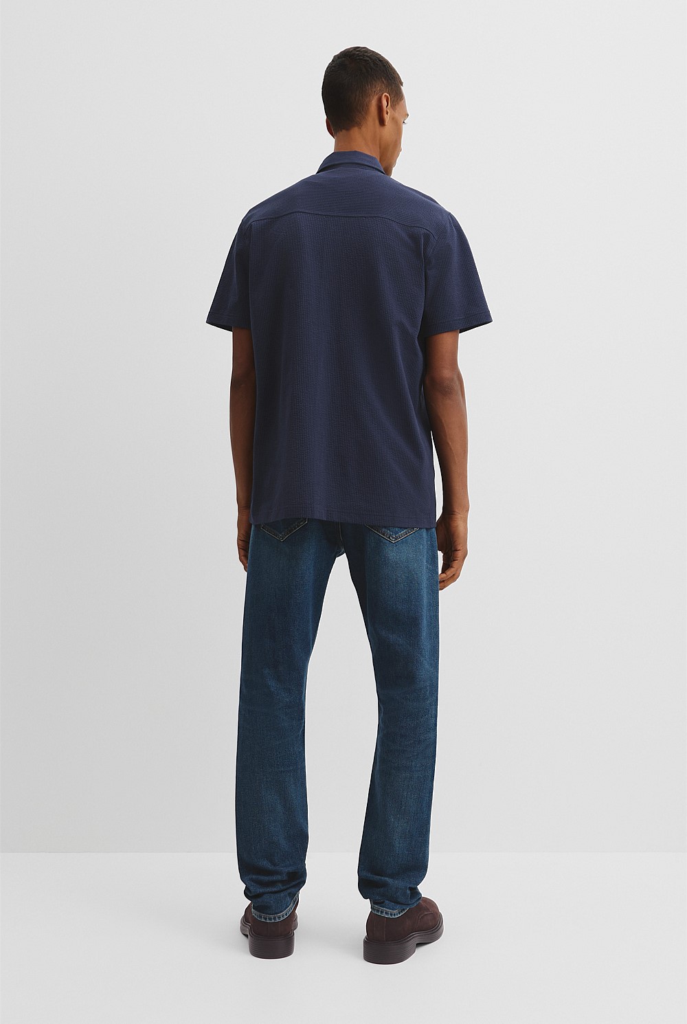 Short Sleeve Seersucker Cuban Shirt