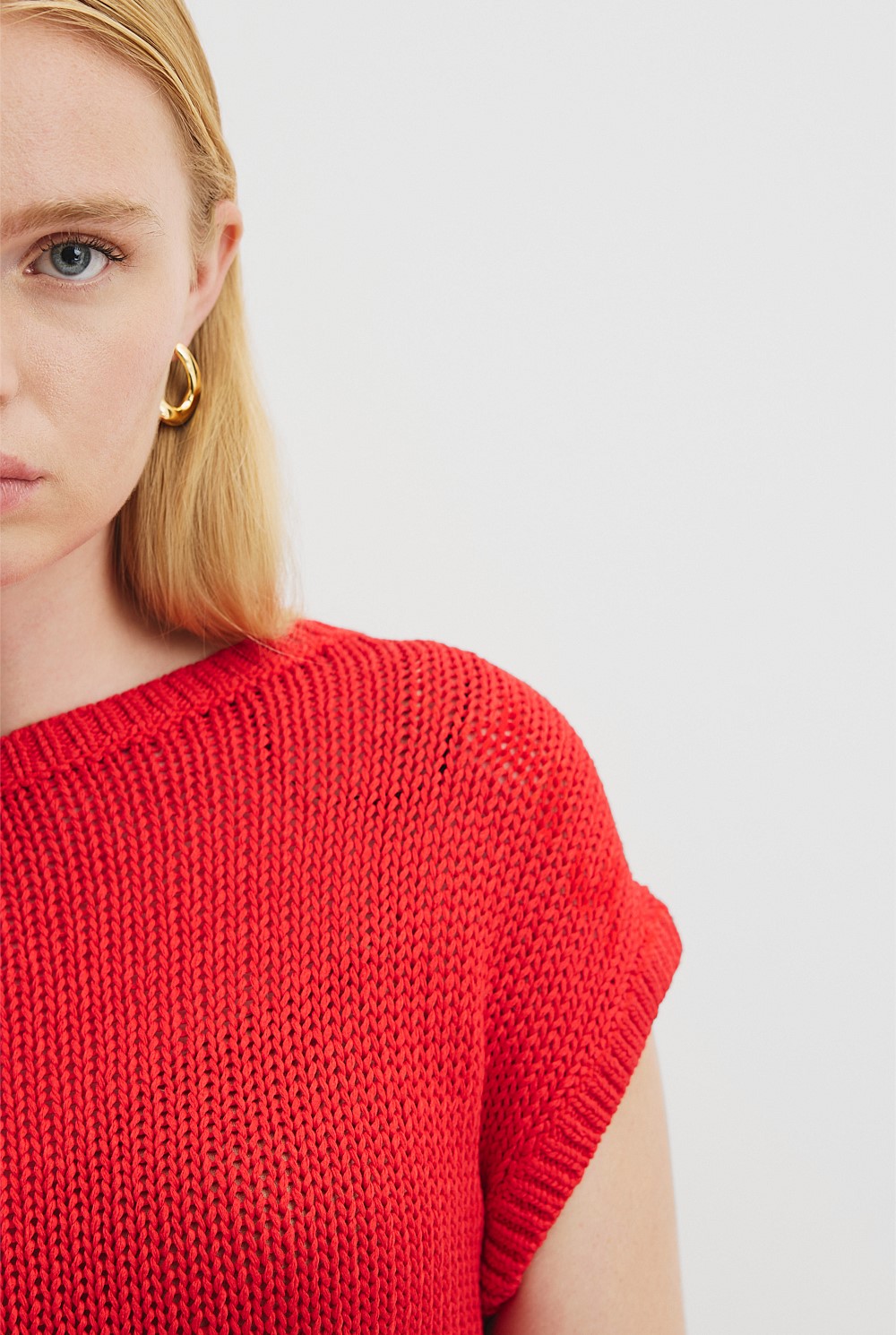 Asymmetric Tape Knit T-Shirt