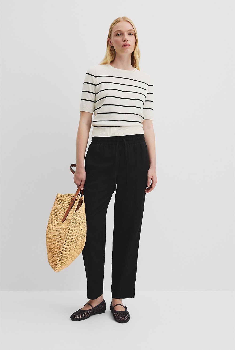 Organically Grown Cotton Linen Short Sleeve Knit T-Shirt