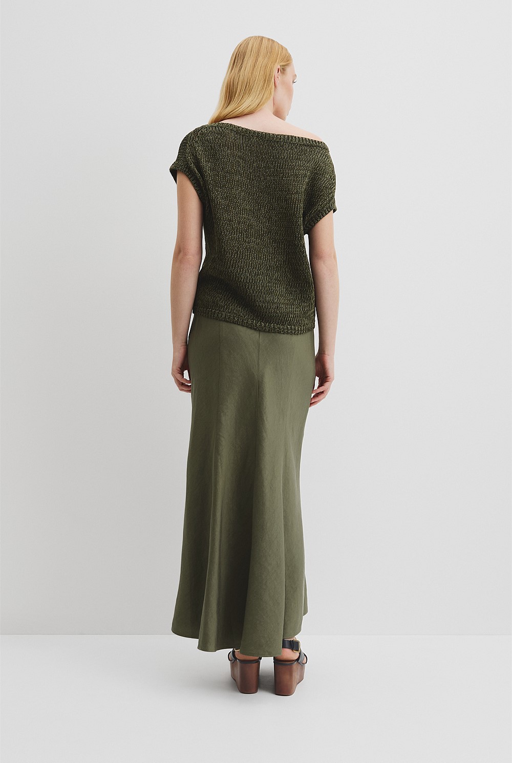 Organically Grown Cotton Asymmetric Tape Knit T-Shirt