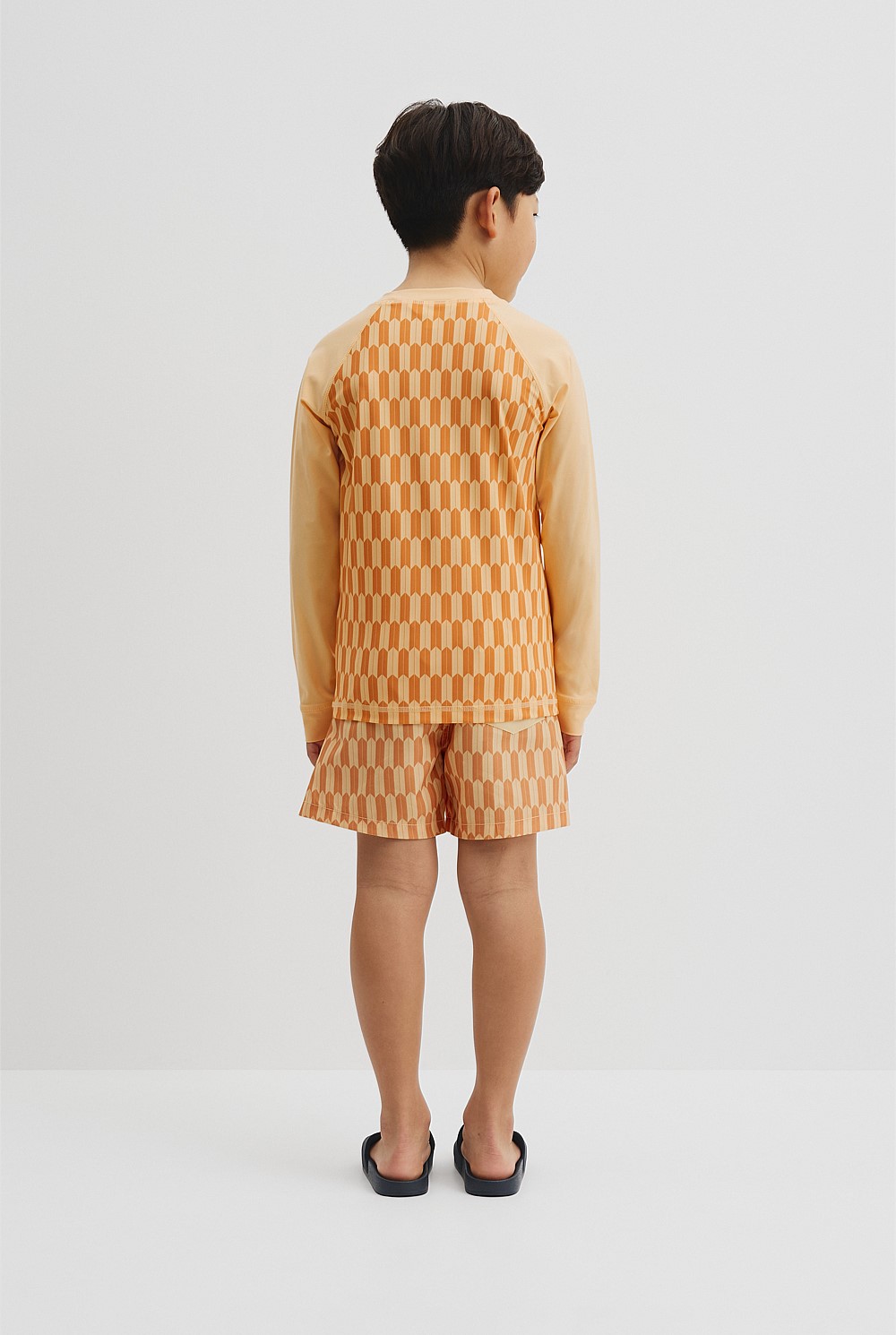 Recycled Nylon Blend Geometric Logo Rash Vest