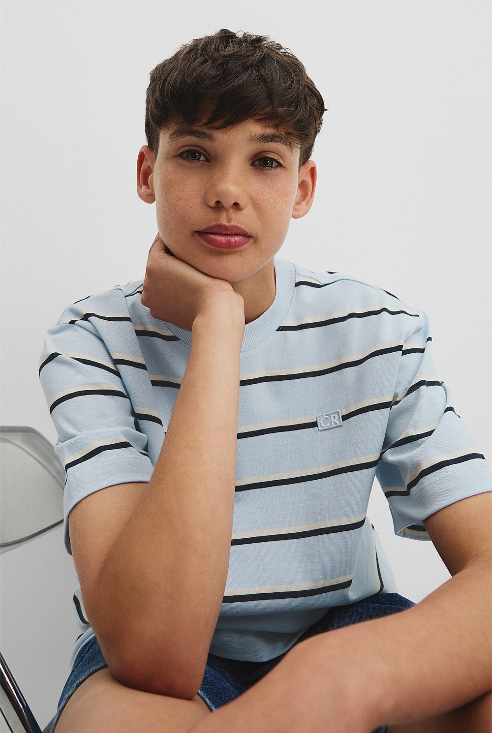 Teen Australian Cotton Relaxed Stripe T-Shirt