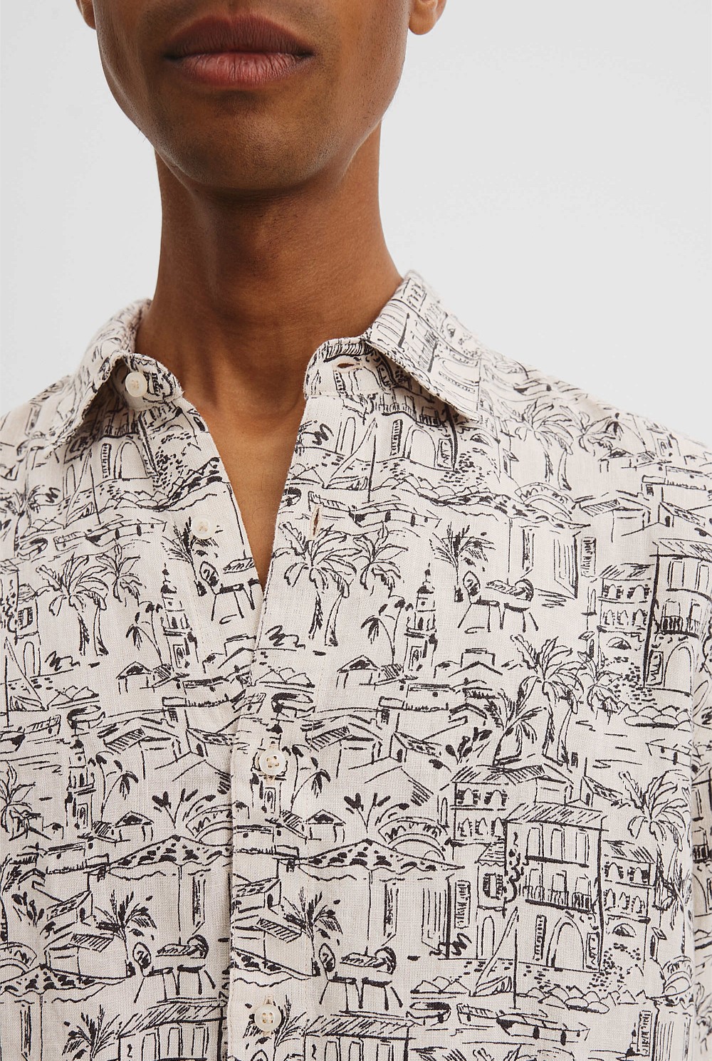 Organically Grown Linen Short Sleeve Novelty Print Shirt