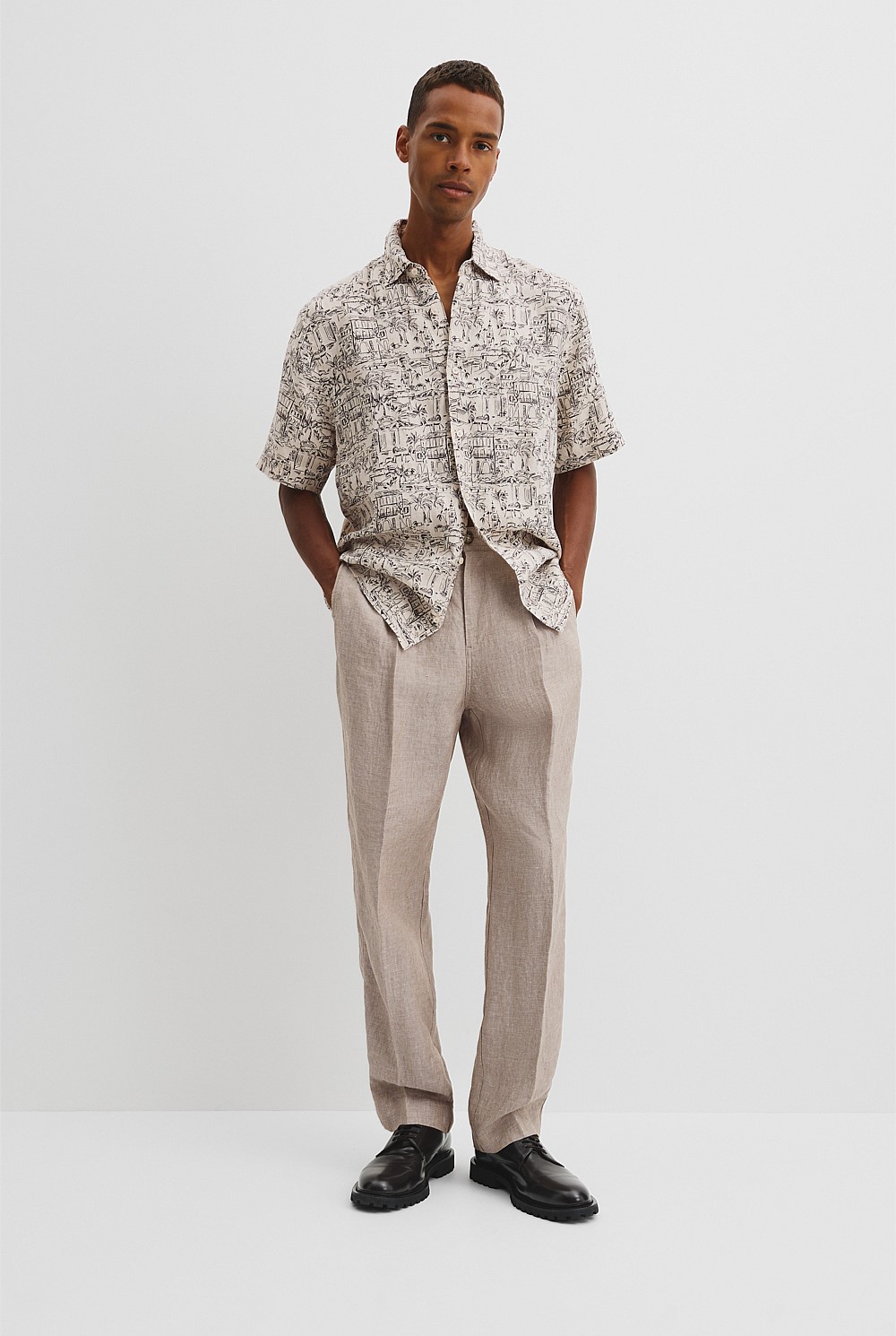 Organically Grown Linen Short Sleeve Novelty Print Shirt