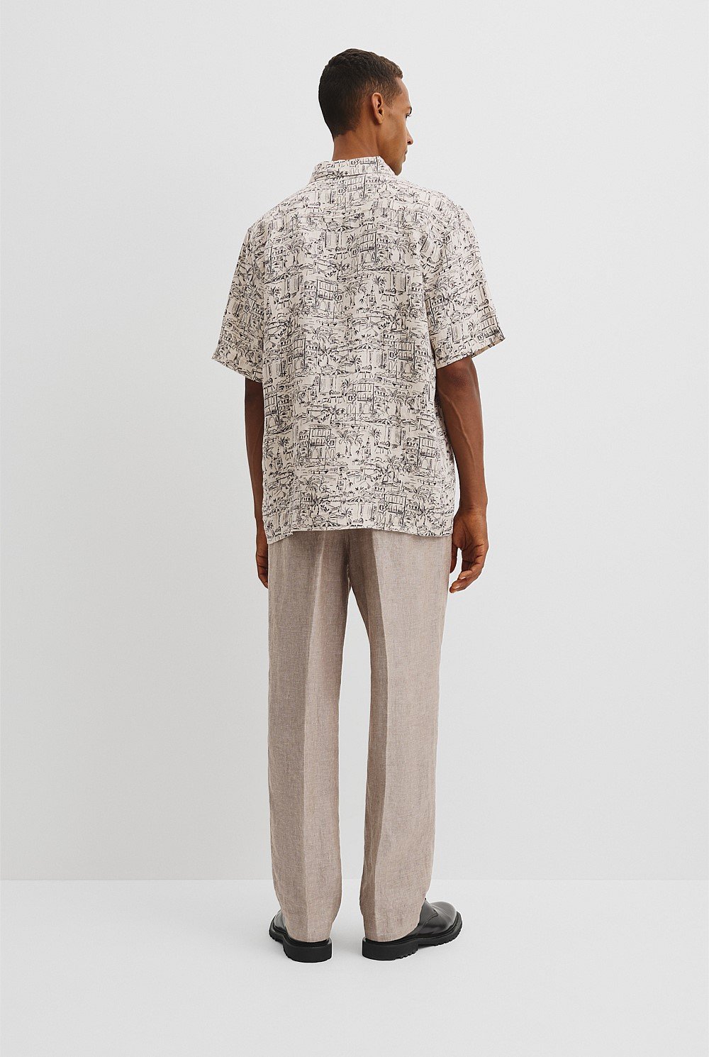 Organically Grown Linen Short Sleeve Novelty Print Shirt