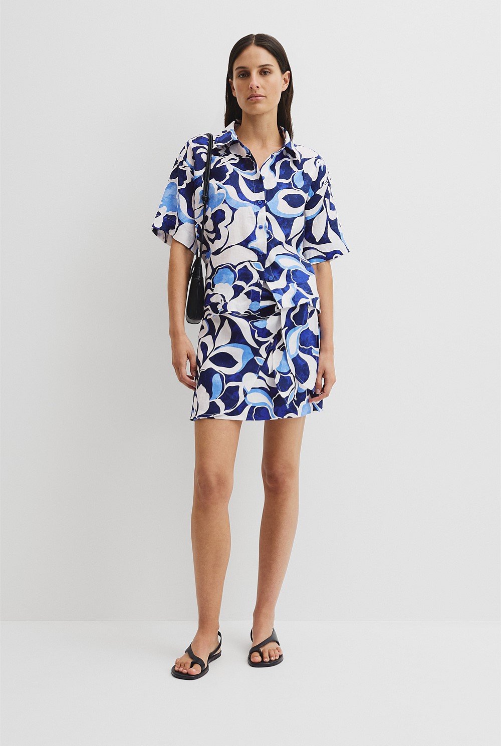 Organically Grown Linen Short Sleeve Print Shirt