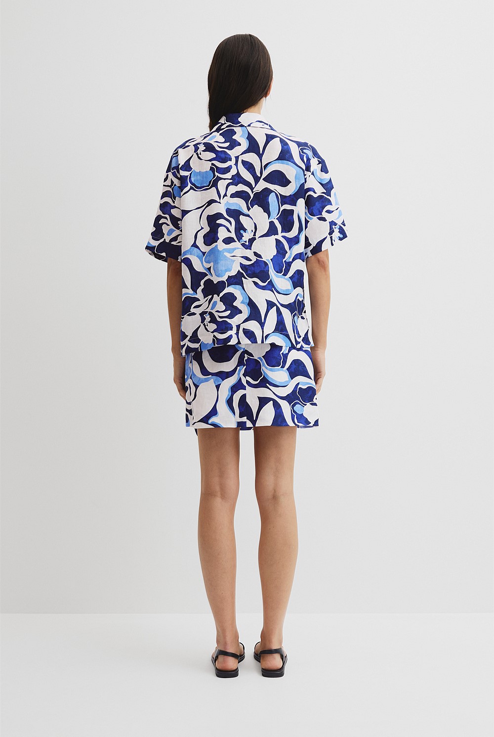 Organically Grown Linen Short Sleeve Print Shirt