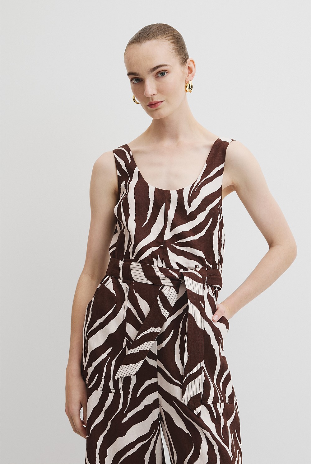 Linen Printed Jumpsuit