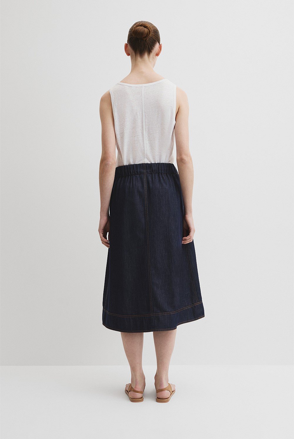 Chambray Pull On Skirt