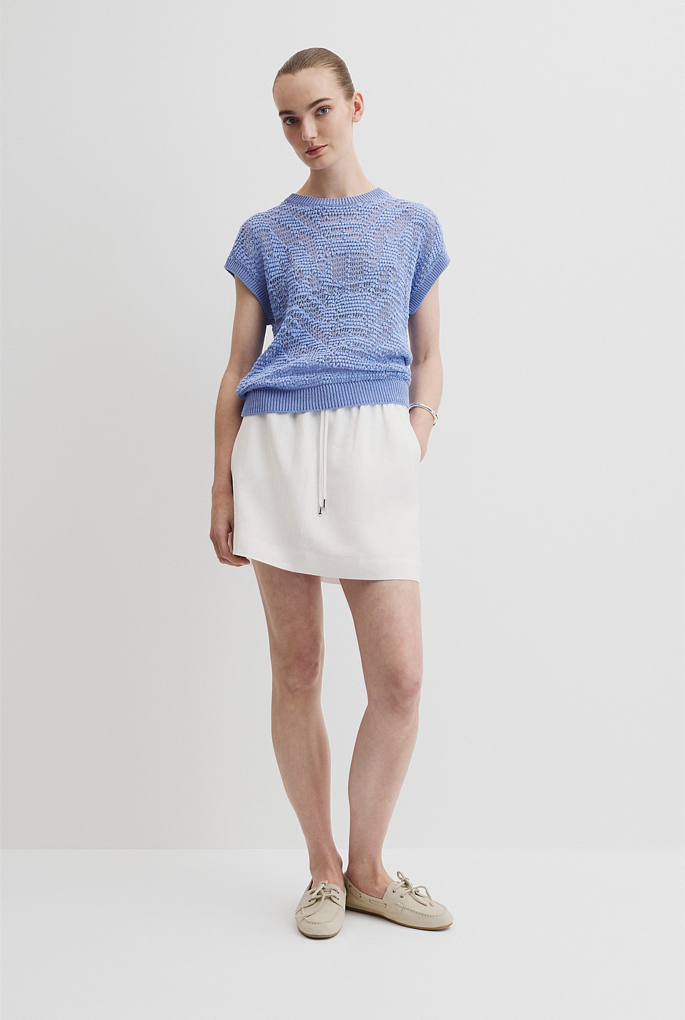 Patterned Mesh Knit T-Shirt