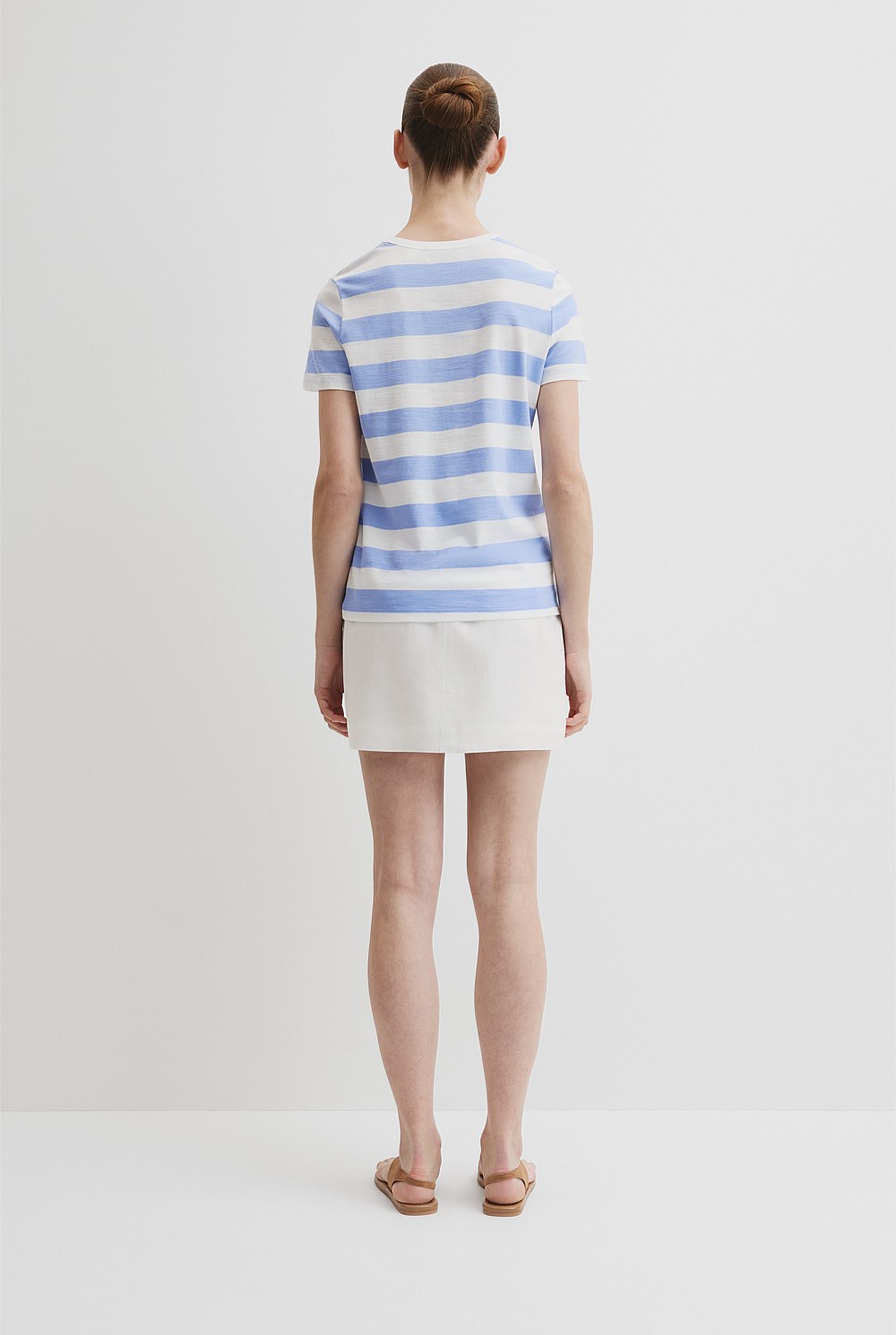 Australian Good Earth Cotton Stripe Cotton Slub T-Shirt