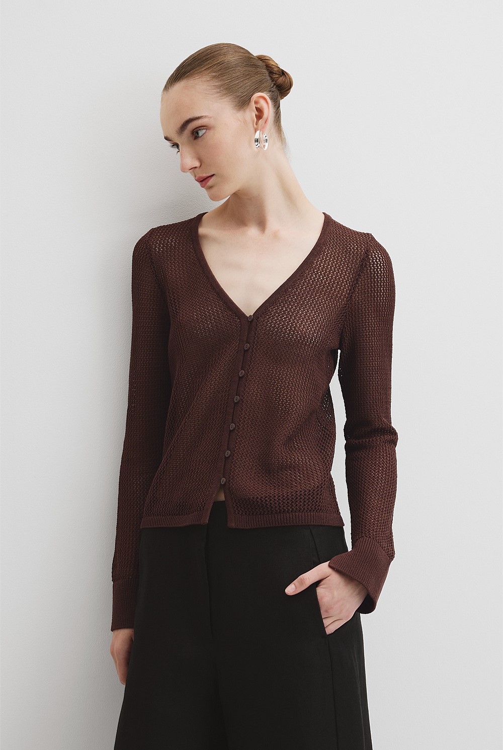 Micro Crochet Knit Cardigan