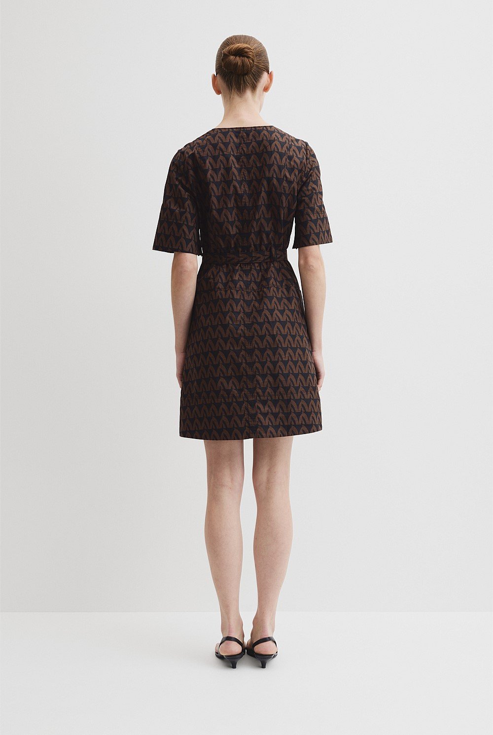 Print Topstitch Detail Dress