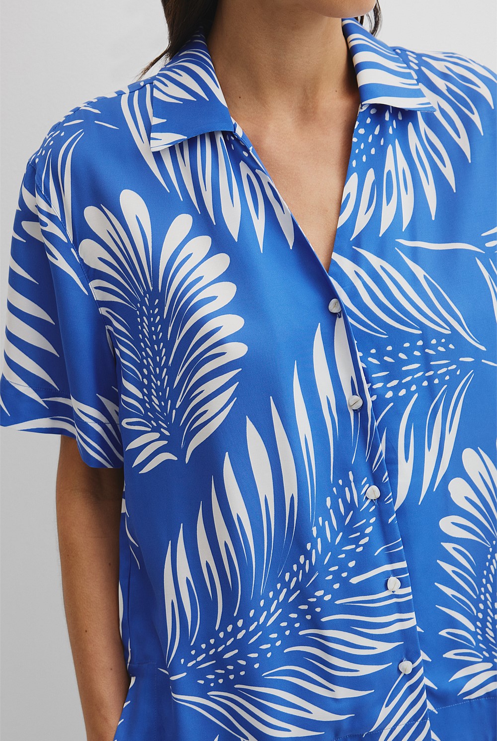 Print Short Sleeve Cupro Straight