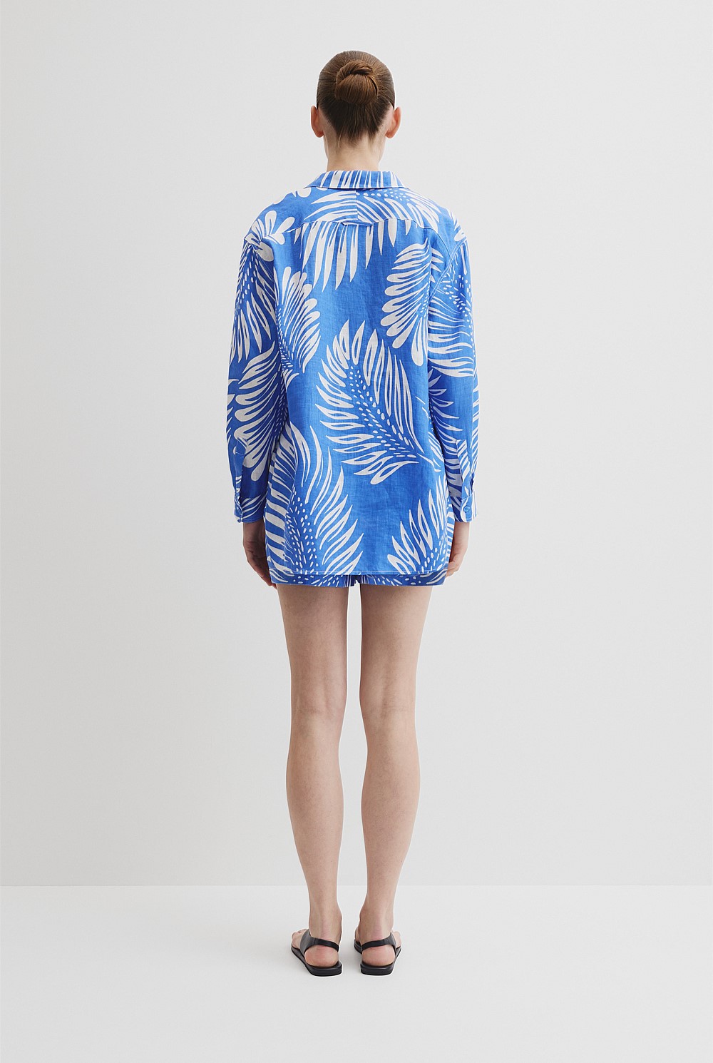 Print Linen Popover Shirt