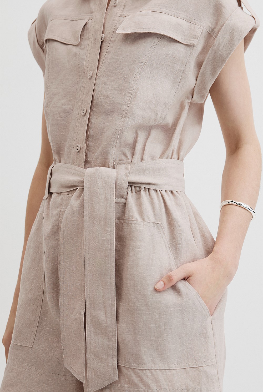 Organically Grown Linen Utility Playsuit