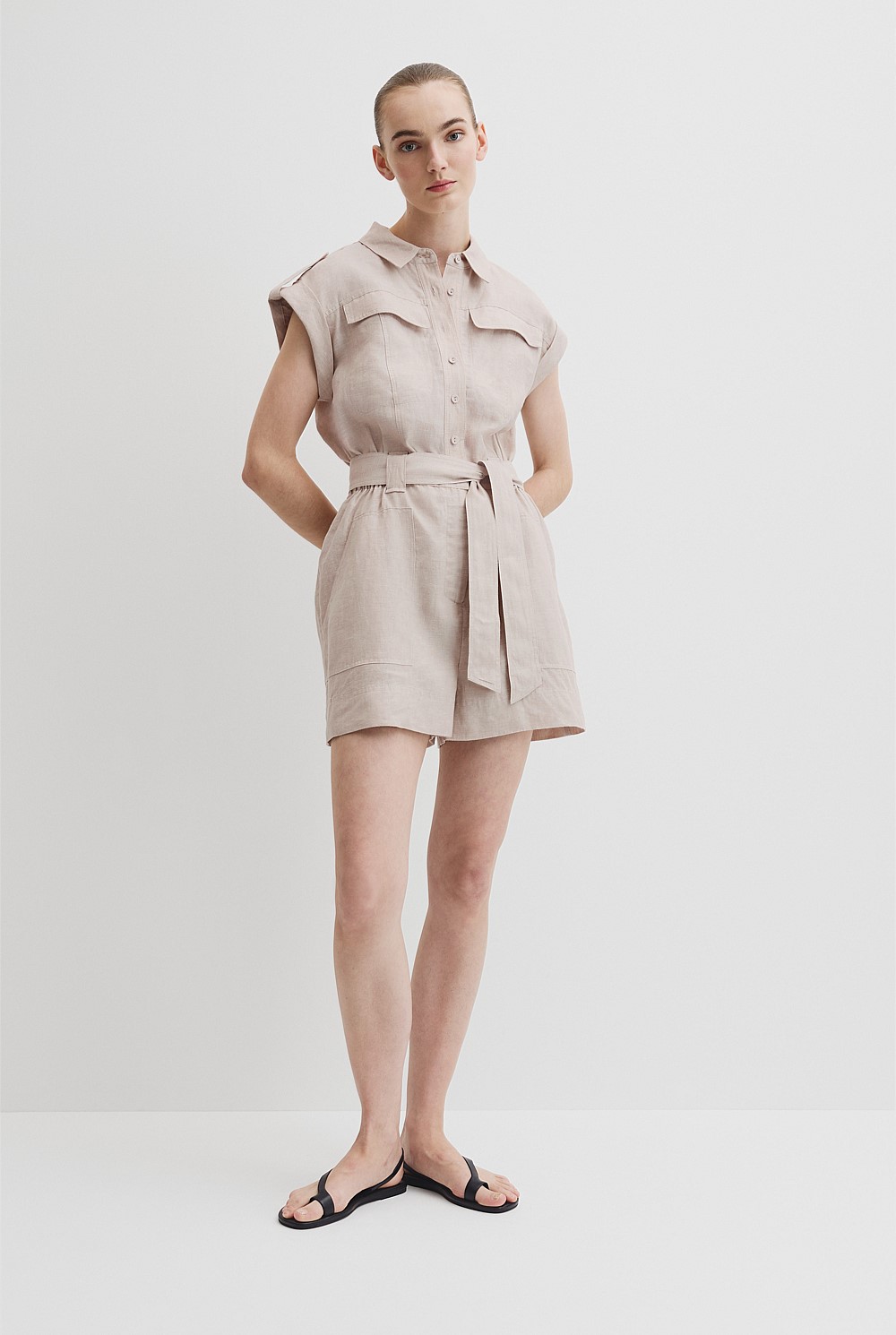 Organically Grown Linen Utility Playsuit